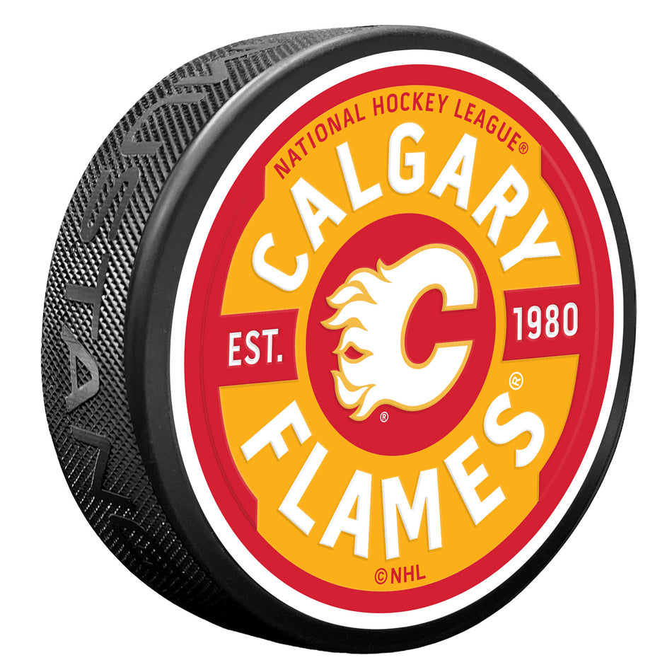 E-shop Mustang Puk Calgary Flames NHL Gear Textured Puck
