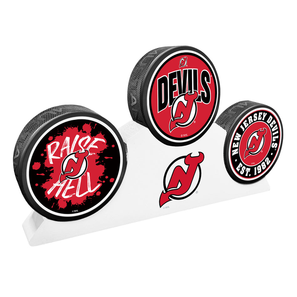 E-shop Mustang Puk New Jersey Devils NHL 3 Puck Podium Set