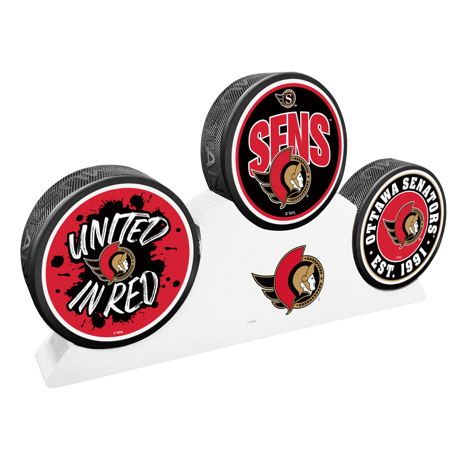E-shop Mustang Puk Ottawa Senators NHL 3 Puck Podium Set