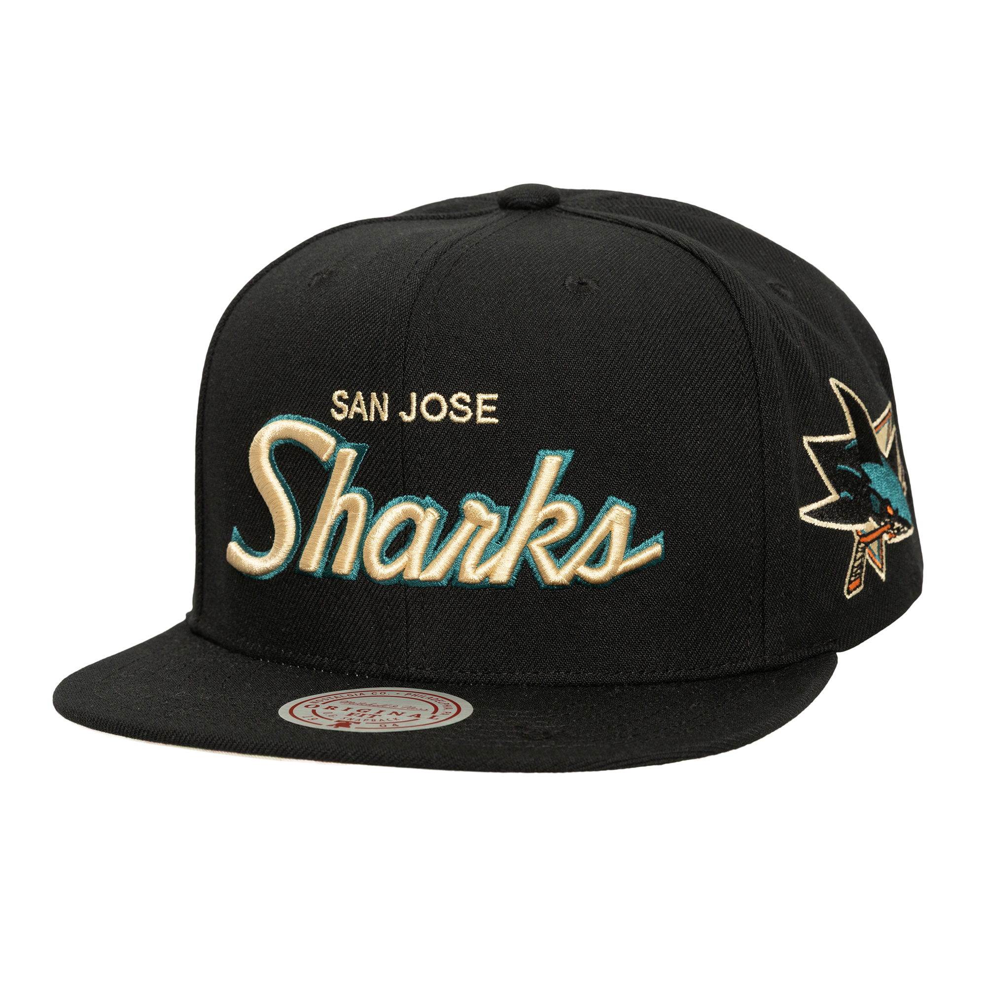 Mitchell & Ness Pánská kšiltovka San Jose Sharks NHL Cream Script Snapback