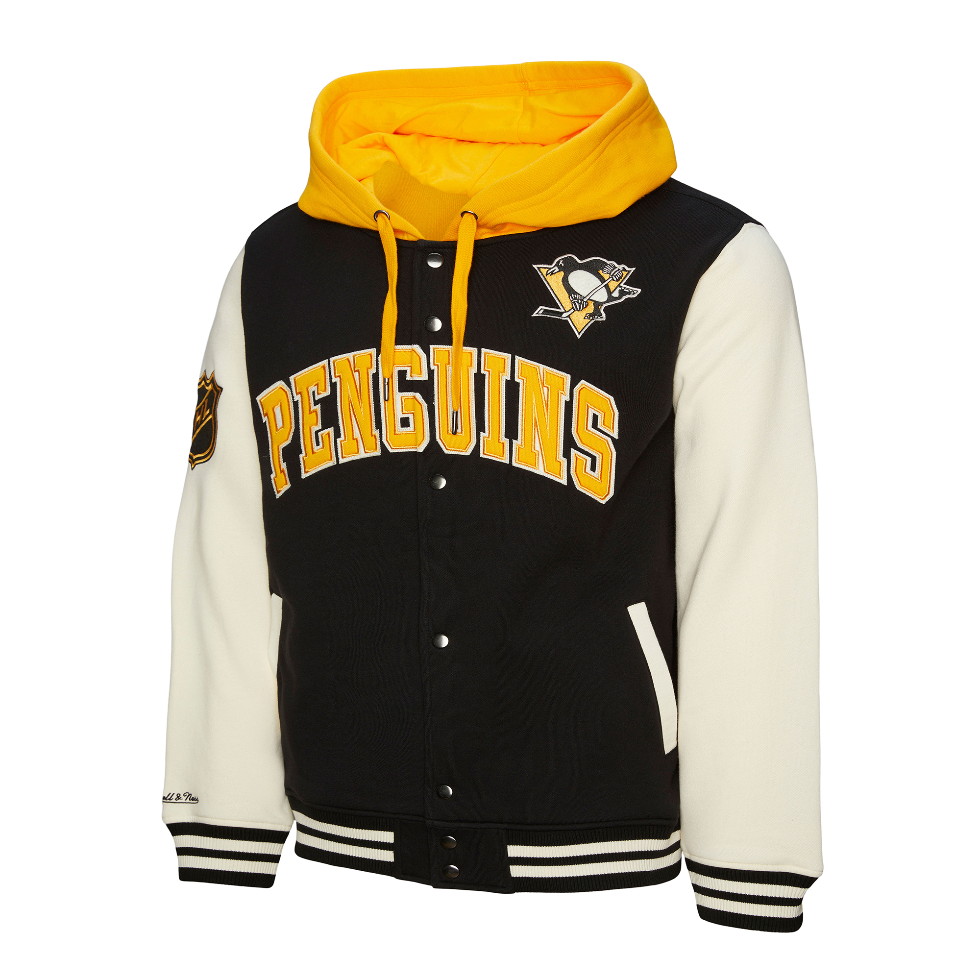 E-shop Mitchell & Ness Pánska mikina Pittsburgh Penguins NHL Courtside Fleece Button Front Current Logo