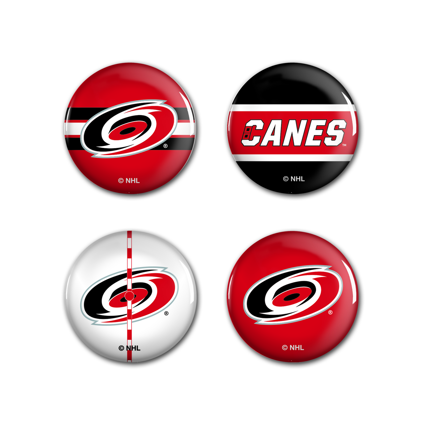 E-shop Wincraft Sada placek Carolina Hurricanes NHL Button 4 Pack