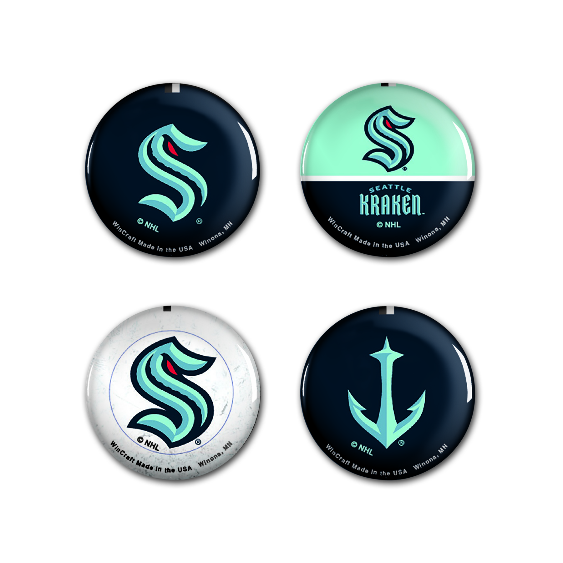 E-shop Wincraft Sada placek Seattle Kraken NHL Button 4 Pack