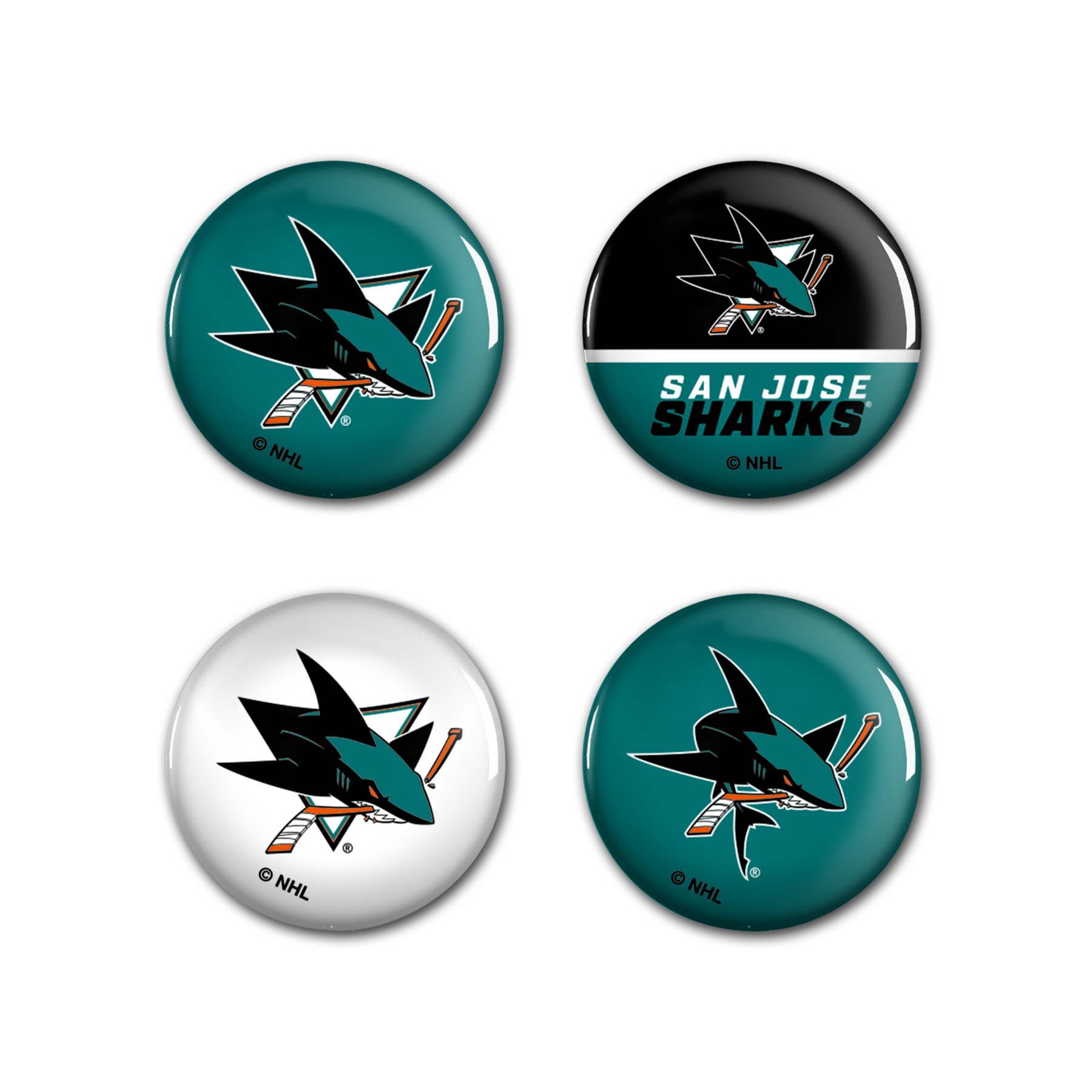 Wincraft Sada placek San Jose Sharks NHL Button 4 Pack