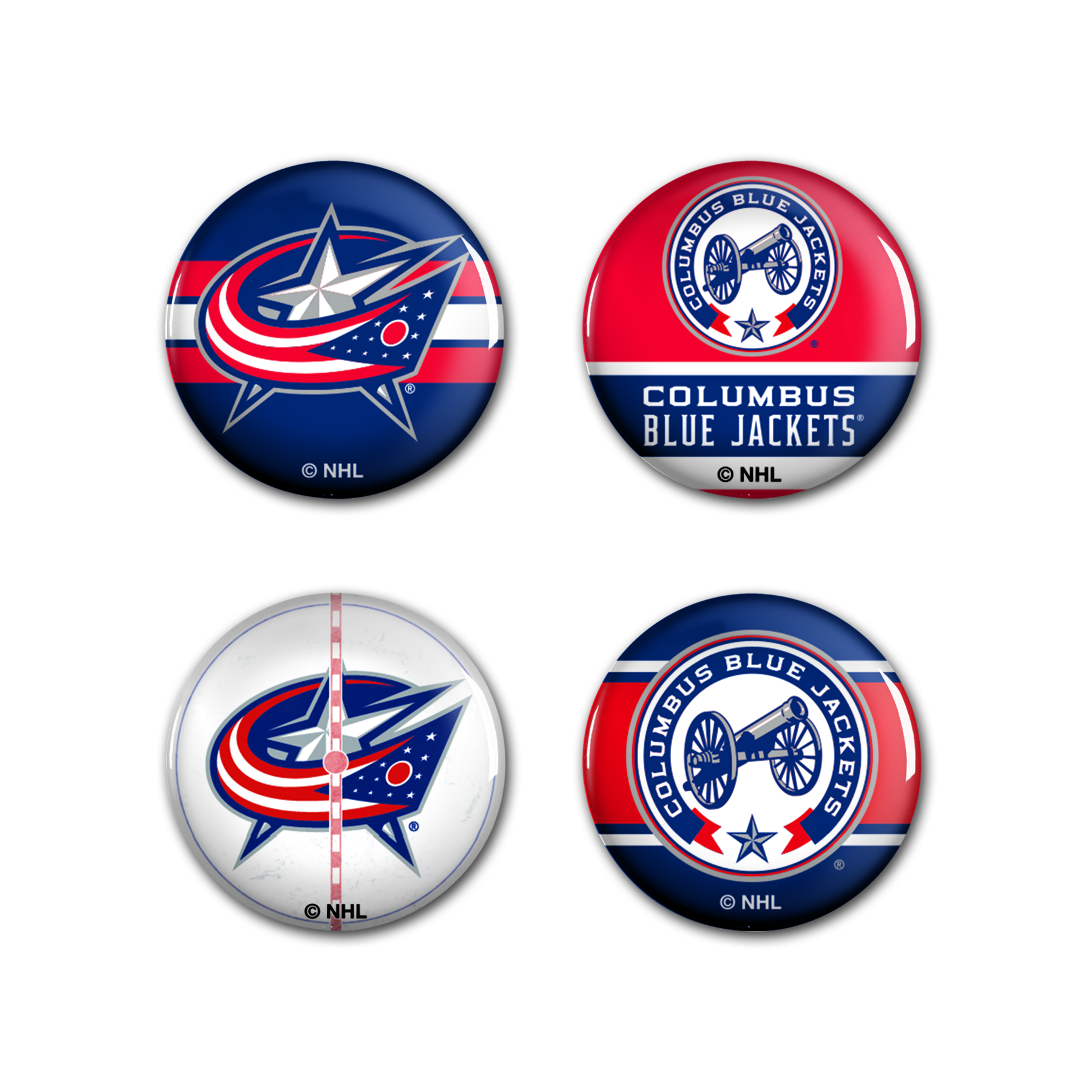 E-shop Wincraft Sada placek Columbus Blue Jackets NHL Button 4 Pack