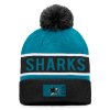 Pánská zimní čepice San Jose Sharks NHL Authentic Pro Game & Train Cuffed Pom Knit Black-Active Blue
