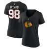 Dámské tričko Connor Bedard #98 Chicago Blackhawks NHL Draft 2023 Stack Logo Name & Number V-Neck Black