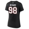 Dámské tričko Connor Bedard #98 Chicago Blackhawks NHL Draft 2023 Stack Logo Name & Number V-Neck Black