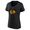 Dámské tričko Connor Bedard #98 Chicago Blackhawks NHL Draft 2023 Stack Logo Name & Number V-Neck Black