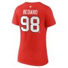 Dámské tričko Connor Bedard #98 Chicago Blackhawks NHL Draft 2023 Stack Logo Name & Number V-Neck Red