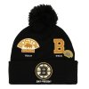 Pánská zimní čepice Boston Bruins NHL 100th Anniversary Collection Timeline Cuffed Knit Hat with Pom - Black/