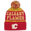 Dětská zimní čepice Calgary Flames NHL Puck Pattern Cuffed Pom