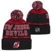 125927 detska zimni cepice new jersey devils nhl puck pattern cuffed pom