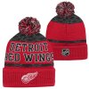 Dětská zimní čepice Detroit Red Wings NHL Puck Pattern Cuffed Pom