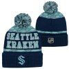 Dětská zimní čepice Seattle Kraken NHL Puck Pattern Cuffed Pom