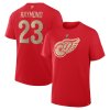 Pánske tričko Detroit Red Wings Lucas Raymond #23 Centennial Authentic Stack Name & Number T-Shirt - Red
