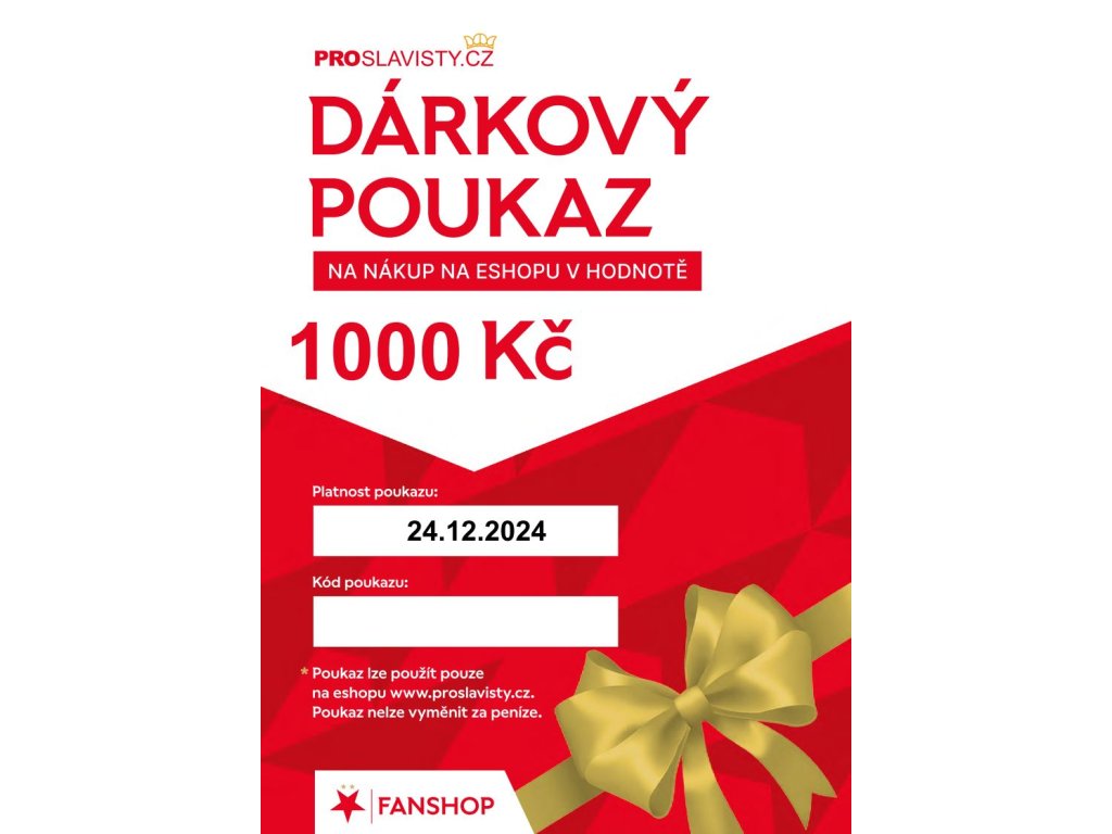 SK Slavia Praha Dárkový online poukaz 1000 Kč