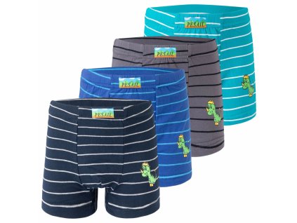 PESAIL Chlapecké boxerky pruhy Dinosaurus PE-XQ2671 4 ks v balení