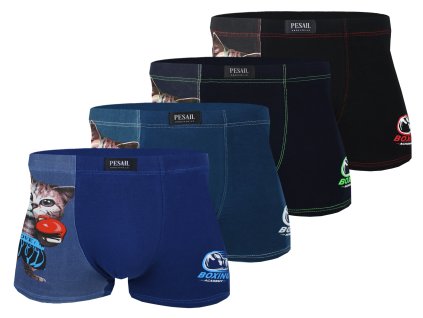 Pánské boxerky Boxing Kočka G569 - 4 ks v balení