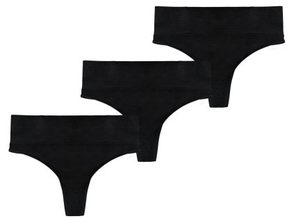 Bezešvá černá tanga GREE-6812 - 3 ks v balení