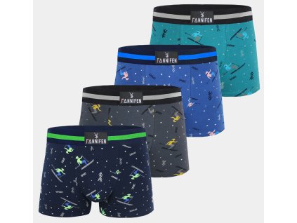 Pánské bavlněné boxerky LYŽOVÁNÍ G5117A - 4 ks v balení