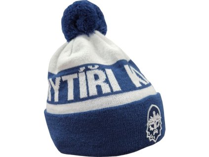 00 Kulich RYTÍŘI NÁPIS bílo-modrý s bambulí (Velikost vel. M (junior))