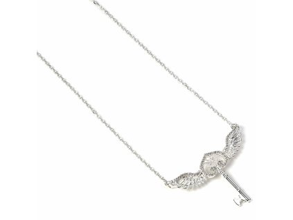 16420 2 stribrny nahrdelnik harry potter letajici klic s krystaly