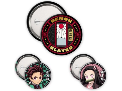 DEMON SLAYER - Balíček 3 odznakov - Tanjiro & Nezuko S2
