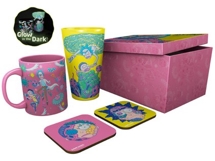 RICK AND MORTY - Balenie pohárov XXL + hrnček + 2 podložky Pattern Svietiace