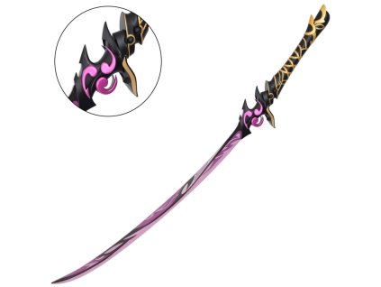 Ozdobný meč Raiden Shogun Musou Isshin Genshin Impact so stojanom - Replika