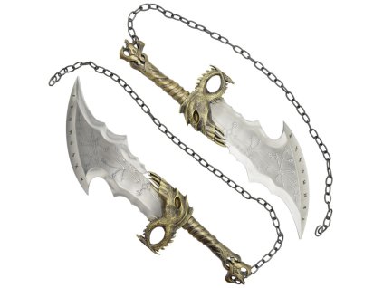 Luxusné Kratosove meče s plaketou - tupá replika God of War