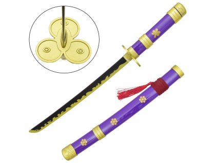 Mini replika legendárnej katany Enma - One Piece Roronoa Zoro fialová