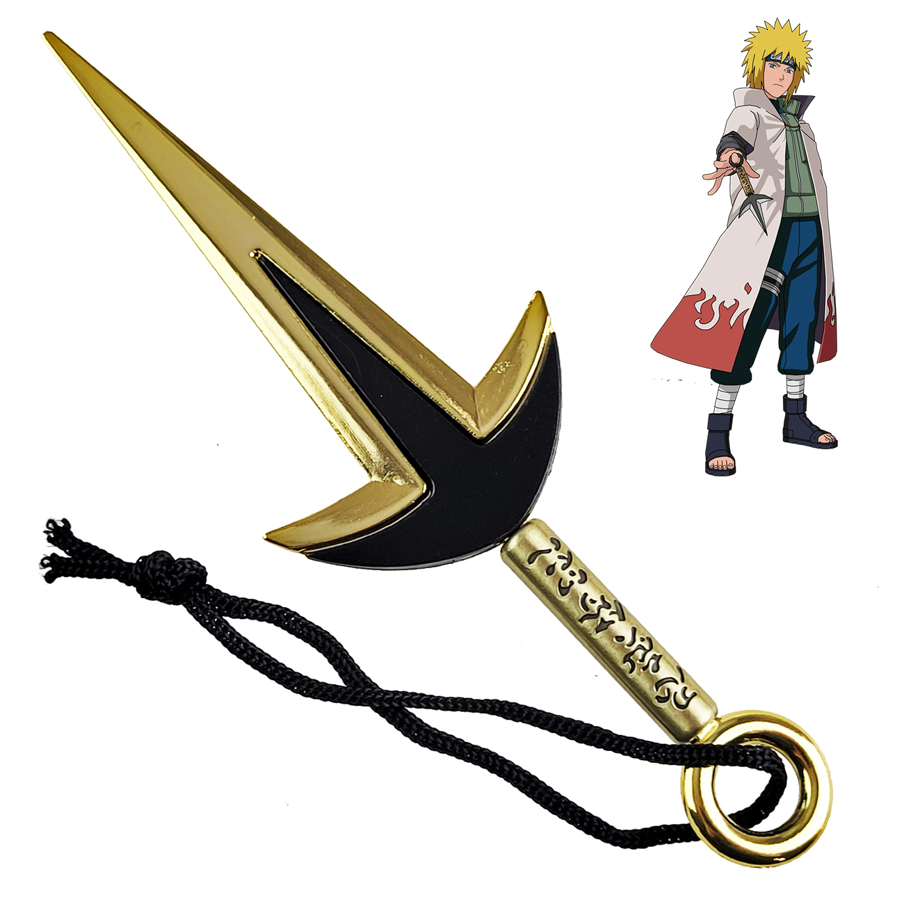 Malý bleskový kunai "YELLOW LIGHTNING FROM KONOHA" zlatý - Naruto