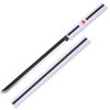 Mini biela ozdobná katana Sasuke Uchiha s bambusovou čepeľou a so stojančekom - Naruto replika