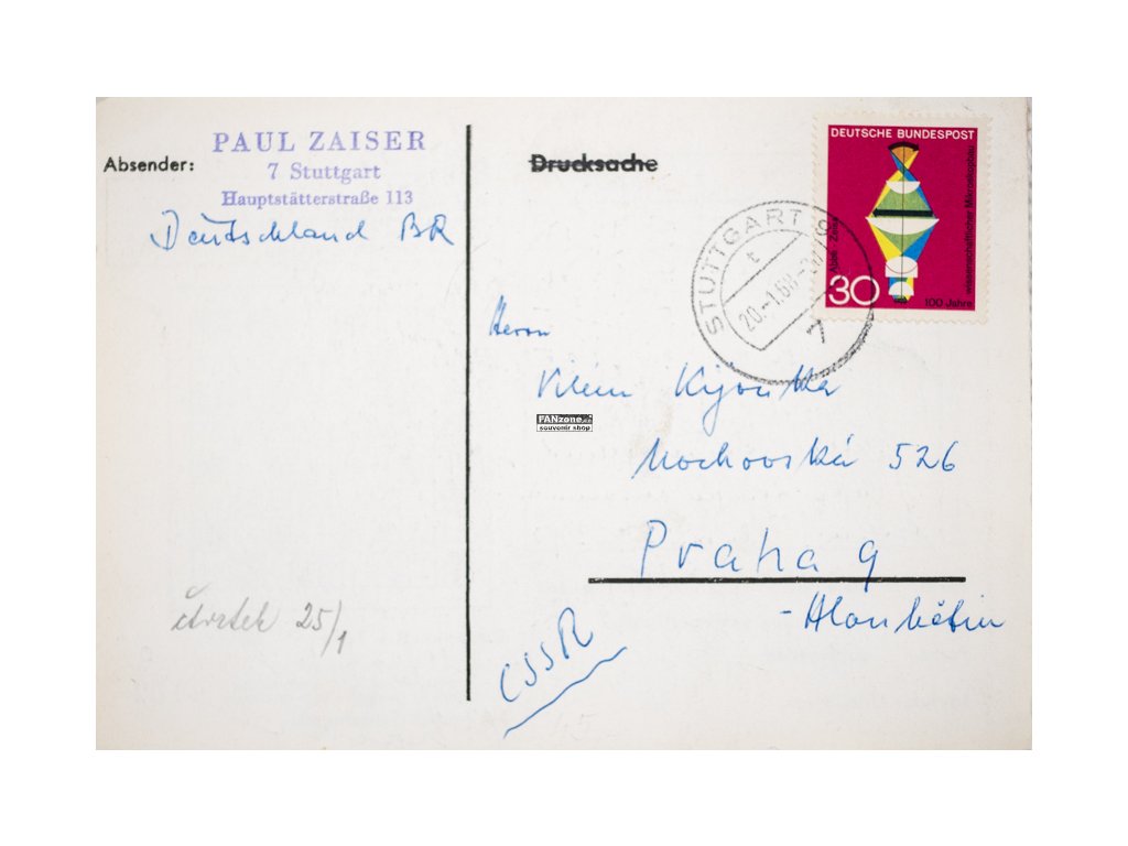 Korespondenční lístek , šachová partie, Stuttgart (1)