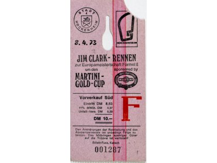 Vstupenka MS FormellII. Jim Clark rennen, 1973