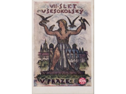 Dopisnice Sokol, ČOS, k VII. sletu v Praze, 1920 (V 20) (1)