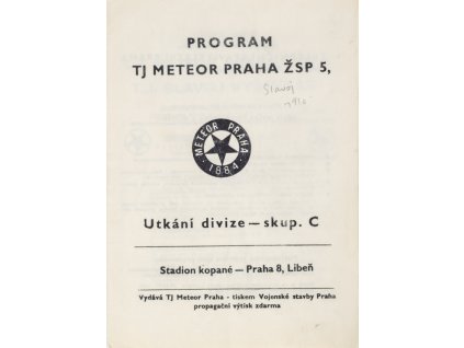 Program TJ Meteor Praha v. TJ Slavoj Vyšehrad, 1980