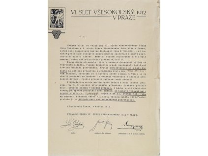 Písemnost, Finanční odbor ČOS, V slet všesokolský, 1912