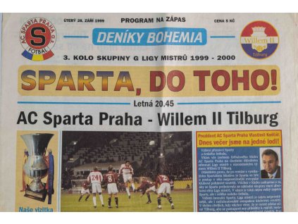 Deníky Bohemia, AC Sparta Praha Willem II Tilburg, 1999
