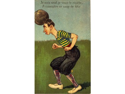 Pohlednice humor, fotbal, je suis seul, je cous le répele (1)