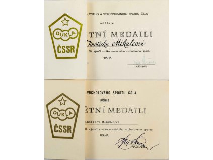 Tiskovina, Udělení pamětní medaile J. Mikulcovi, 30. a 40. výročí Dukly