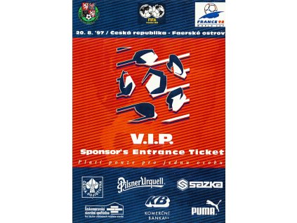 Vstupenka VIP, ČR v. Faerské ostrovy, 1997