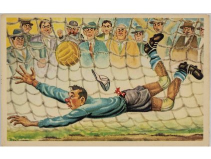 Pohlednice humor Football , Bezmocný golman (1)