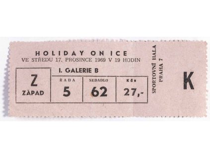 Vstupenka, Holiday on Ice, Sportovní hala, 1969 (2)