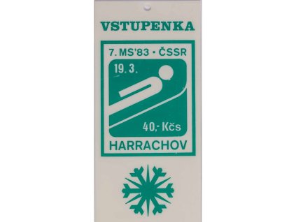 Vstupenka plat, MS, ČSSR, 1983, Harrachov