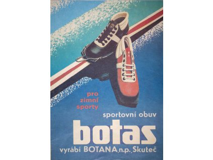 Výstřižek z časopisu reklama, Botas, lyžařské boty běžky