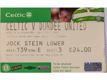 Vstupenka Celtic v. Dundee United, 2004