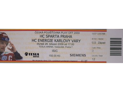 Vstupenka hoken, HC Sparta v. HC K. Vary, 2009