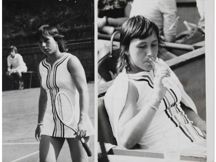 Tiskové foto, Martina Navrátilová, ČTK. Dvě fotografie slepené na reversu páskou. Razítko Obrazové zpravodajství ČTK (1)